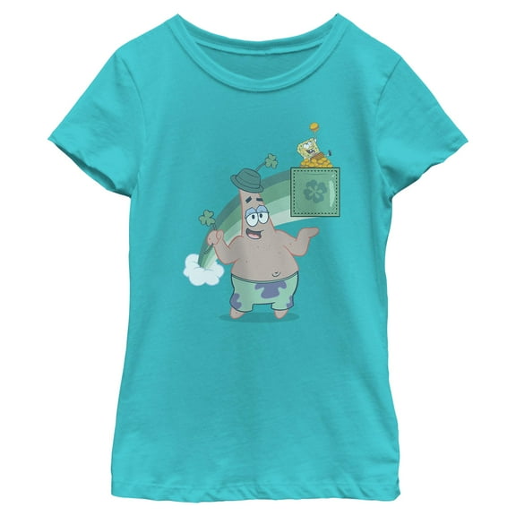 Girl's SpongeBob SquarePants St. Patrick's Day Rainbow Duo  Graphic T-Shirt