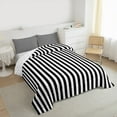 thumbnail image 3 of Manfei Geometric Vertical Stripe Full Size Comforter Sets, Boys White Black Bedding Comforter Set, Minimalist Simple Art Bedding Sets, Super Cozy Room Decor Reversible 3 Pieces, 3 of 8