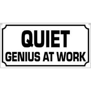 Quiet genius at work- 6x12 Aluminum Man cave genius garage art sign