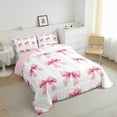 thumbnail image 3 of jejeloiu Cartoon Bowtie King Size Comforter Sets,Bow Bowknot Bedding Comforter Set,White Pink Bedding Set For Girl,Microfiber Room Decor Reversible,3-Piece, 3 of 8