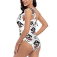 thumbnail image 4 of Pofeuu DOG IS WEARING PIRATE COSTUME Print Women's One Piece Swimsuits One Shoulder Swimwear Asymmetric Ruffle Monokinis Bathing Suits-Large, 4 of 6
