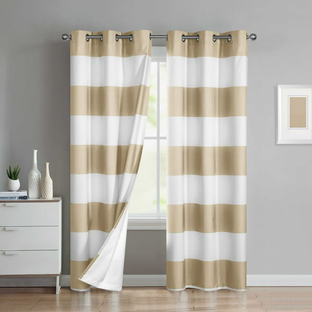 Urban Rugby Stripe Print Room Darkening Grommeted Curtain Panel Set Of 2 Com Urban Rugby Stripe Print Room, Rugby Stripe Curtains