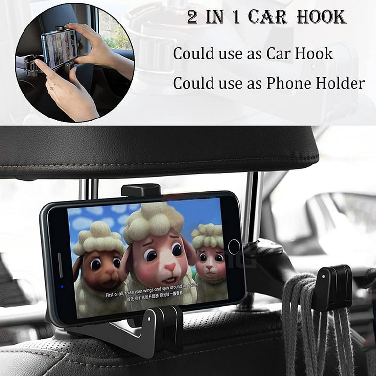2 in 1 Car Headrest Hidden Hook, Upgraded Car Seat Hook with Phone