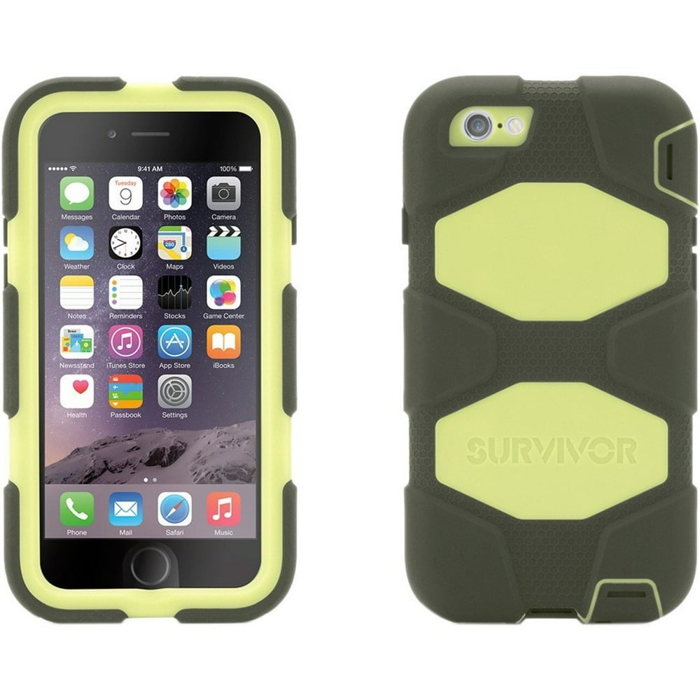 Griffin Survivor AllTerrain Rugged Carrying Case Apple iPhone Smartphone, Olive, Lime Walmart