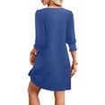 thumbnail image 5 of jtjvou Womens Casual T Shirt Dress Ruffle 3/4 Sleeve Shift Summer Dresses Elegant Work Office Dresses for Women Blue L, 5 of 6