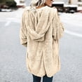thumbnail image 6 of Women Oversized Hooded Sherpa Cardigan Fuzzy Fleece Jacket Winter Open Front Cardigans Outerwear With Pockets, 6 of 8