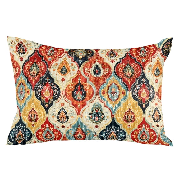 Vintage Moroccan Throw Pillow Cover 20 x 30 Inch Decorative Pillow Cover Abstract Bohemia Geometric Pattern Orange Lumbar Pillowcase Seasonal Rectangle Cushion Case for Couch Sofa Bed Living Room