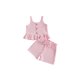 thumbnail image 3 of Conjunto de Mesa Redonda Niñas de Moda Casual Manga Corta Cuello Redondo Botón Pantalones Cortos Impresos Conjuntos para Viajes Diarios Casa Conjunto de Pantalones para Niñas de Vacaciones, 3 of 6