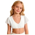 thumbnail image 3 of VUHXZWAF Girl Shirts Short Sleeve V Neck Going Out Crop Tops Kids Summer Soft Tee Clothes Size 7-8 Years, 3 of 3