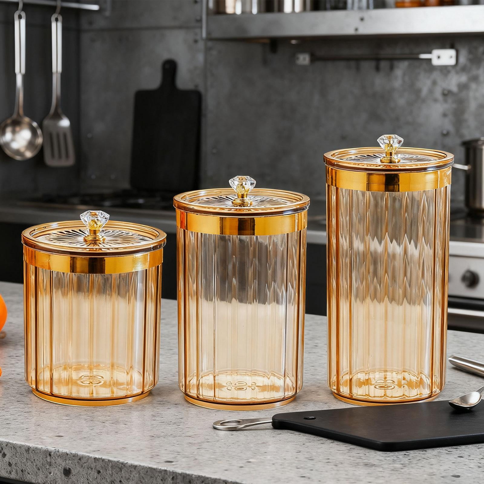 3 Pcs Pantry Organizer Storage Jar Airtight Design Durable PP Material for Kitchen Baking Café Flour Nut