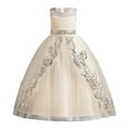 thumbnail image 2 of ATOGUTA Toddler Dresses Sleeveless Sequins Waisted Mesh Wedding Princess Dresses Beige, Sizes 3T-9, 2 of 6