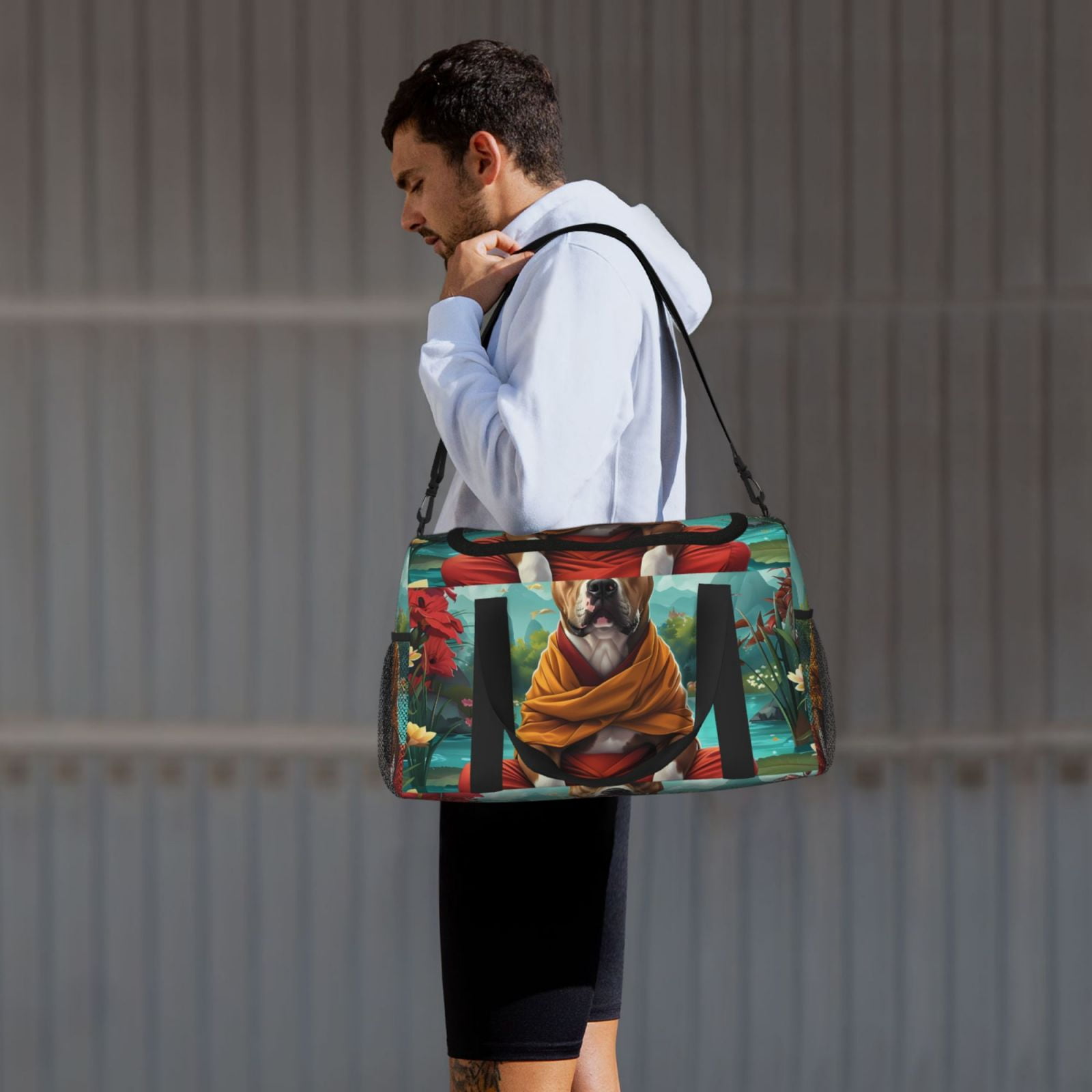 Fuzoiu Meditating French Bulldog Print Travel Duffle Bag,Carry On Tote Bags,Duffel Bag,Sport Gym Bag, Hospital Bag for Labor and Delivery, Overnight Bag,Luggage Bag