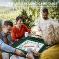 thumbnail image 6 of 35.4" Square Folding Card Table, Mahjong Table with Green Felt，Chip Trays and Cup Holders, Portable Domino Tables for 4 Players, Card Game Tables for Mahjong Poker Domino Game, 6 of 8