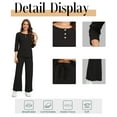 thumbnail image 5 of Cuteduck Women Casual 2 Piece outfit Set Long Sleeve Pajama Set Lounge Set Pullover V-Neck Wide-Leg Pants - Versatile Set For Both At-Home And Outdoor Use, Comfortable, Simple And Versatile S-2XL, 5 of 7