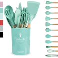thumbnail image 2 of Cooking Tool Sets 9/10/11/12Pcs Cooking Tools Set Wood+Silicone Kitchen Cooking Utensils Set Cookware Storage Box Turner Tongs Spatula Spoon Whisk (Color : Black-11Pcs), 2 of 7