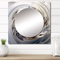 thumbnail image 1 of Designart "Celestial Fractal Blossoms In Blue Hues IV" Fractals Square Mirror Wall Decor Transitional - Large Blue Square Bathroom Mirror - Square Printed Wall Mirror Art, 1 of 5