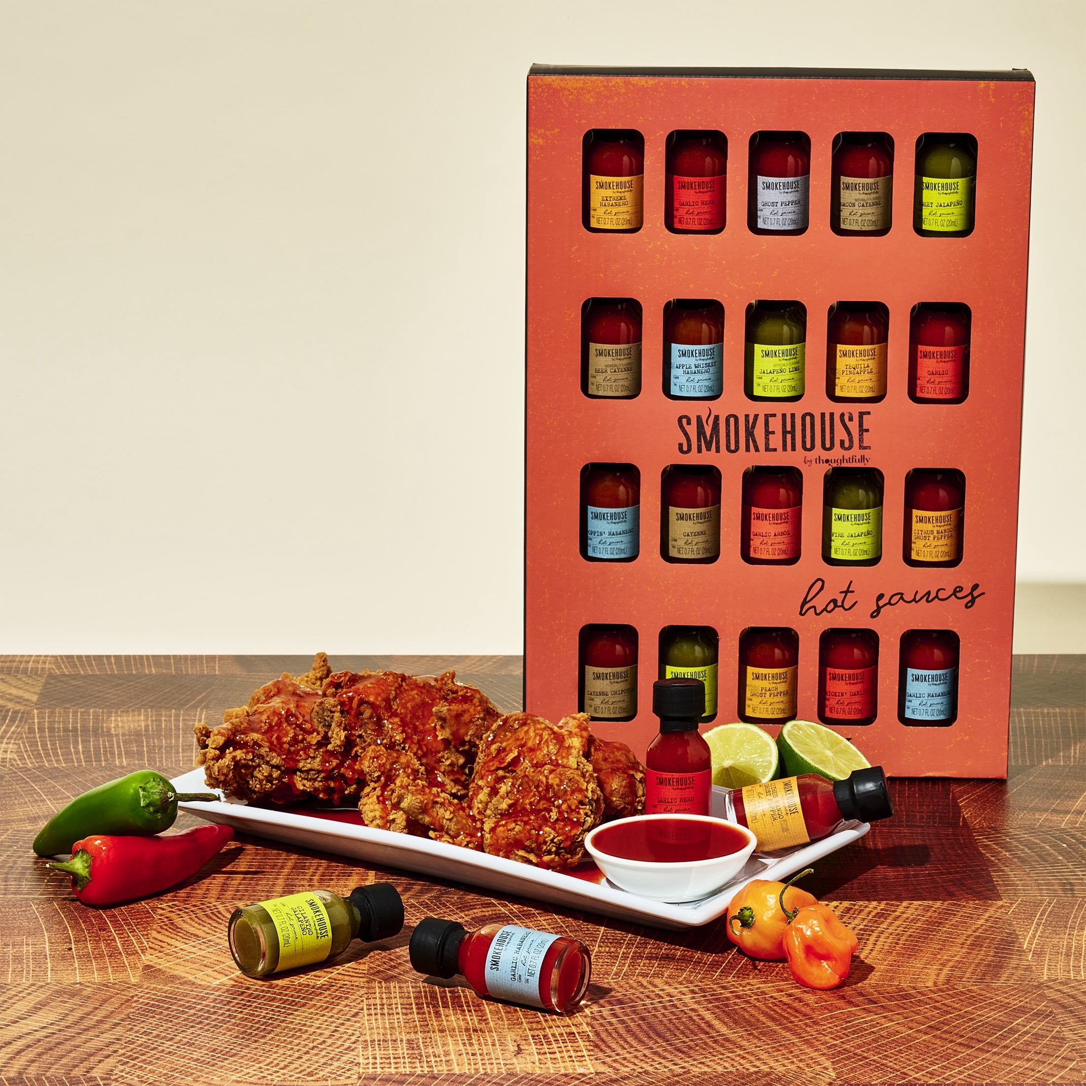 Smokehouse by Thoughtfully Hot Sauce Gift Set, Delicious and Unique Flavors Variety Pack for Father's Day Gifts, 20 Count