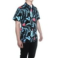 thumbnail image 2 of Omega Hawaiian Tropical Fashion Dress Shirt, Black Turquoise, 2 of 3