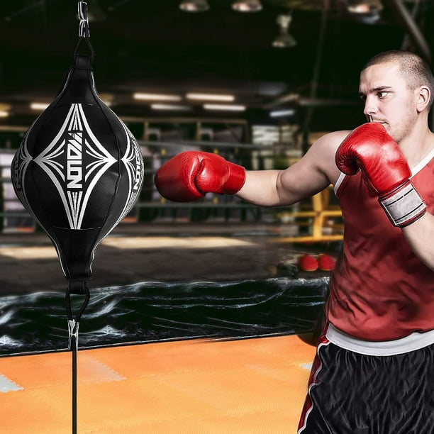 Speed Ball Leather Punch Bag Hanging Double End Ball Boxing Punching Ball with Boxing Reflex Ball and Pump for Gym MMA Boxing Sports Punch Bag Adult Kids Men Women Walmart