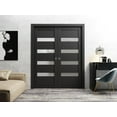 thumbnail image 3 of Sliding French Double Pocket Doors 36 x 84 inches | Quadro 4113 Matte Black Frosted Glass | Kit Trims Rail Hardware | Solid Wood Interior Bedroom Sturdy Doors, 3 of 6