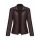 thumbnail image 4 of Chaqueta de Piel Sintética para Mujer, Estilo Motociclista, con Cremallera, Ideal para Salir. Café XXL, 4 of 10