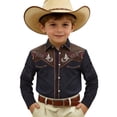 thumbnail image 4 of Girls T Shirts Boys Cowboy Print Long Sleeve Button Down Casual Top Girls Tops Black1 4-5 Years, 4 of 4