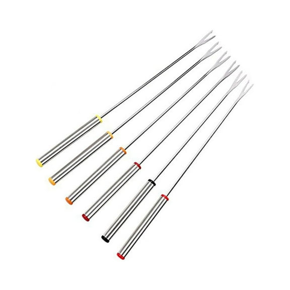 HOOWIFFY Dessert Forks Fondue Forks Stainless Steel Heat Resistant Handle for Adults Camping 6pcs