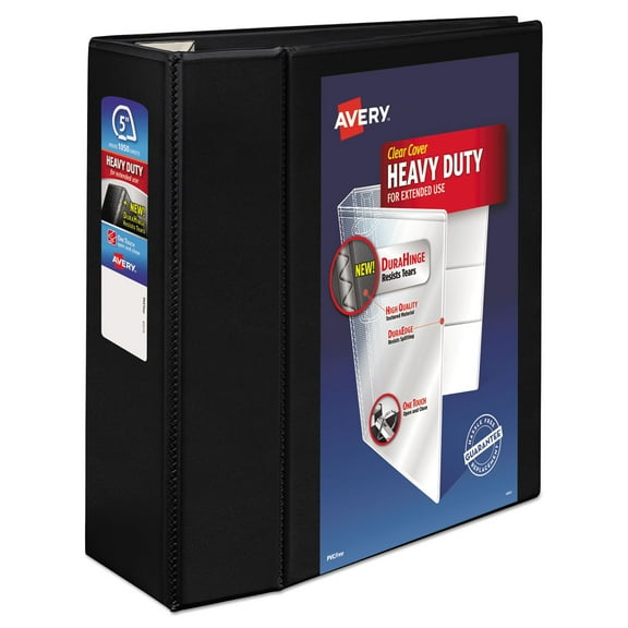 Avery Heavy-Duty View Binder with Durahinge and Locking 3 One Touch Ezd Rings, 5" Capacity, 11x8.5, Black