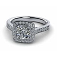 thumbnail image 4 of HeartsAndYou 1ct Cushion Cut Moissanite Milgrain Halo Engagement Ring for Women 18k White Gold Over Silver, 4 of 8