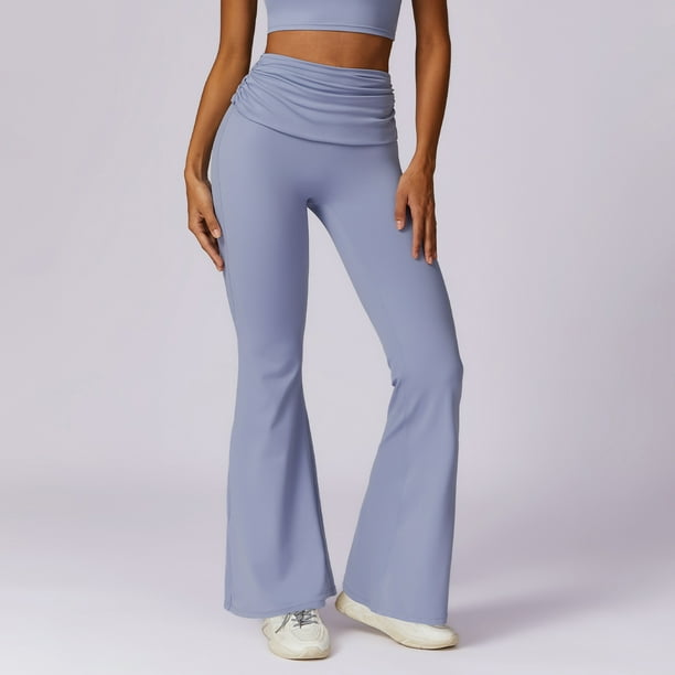 Femmes Flare Leggings Yoga Pantalon Taille Haute Large Pantalon de Jambe Gym Seance d Entrainement Course Fitness Sport Evase Pantalon de Danse Latine LS Walmart
