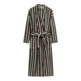 thumbnail image 4 of Women's Striped Robe Fleece Hooded Thick Fluffy Plush Nightgown with Pockets and Belt Warm & Comfy Spa Bathrobe, 4 of 5