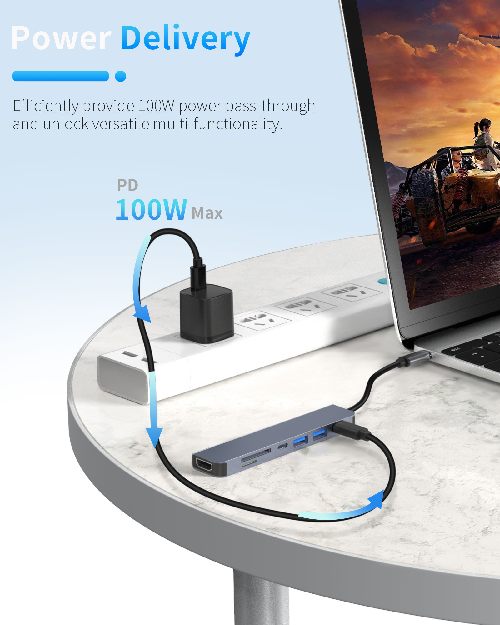 Zyerch 7-Port USB-C Hub with 4K HDMI and 100W Power Delivery photo 5