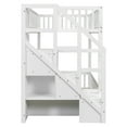 thumbnail image 4 of Euroco Wood Twin over Twin Bunk Bed with Storage Staircase, Floor Bed with Fence, White, 4 of 12