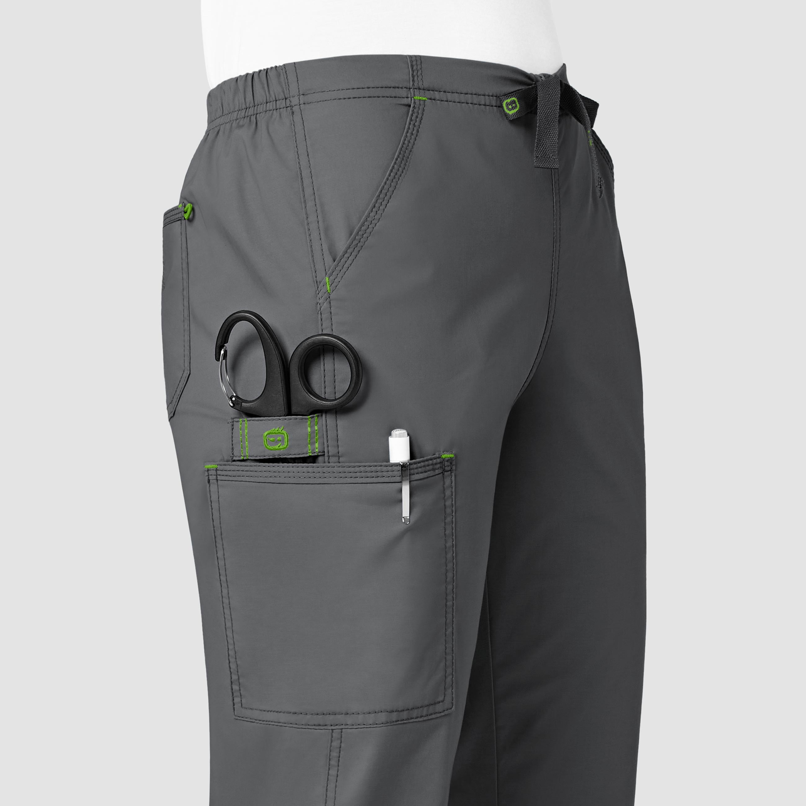 WonderWink Womens WonderFLEX Grace Flare Leg Cargo Pant Medium Petite Charcoal