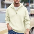 thumbnail image 2 of Maqroz Casual Sweater for Men Quarter Button Hooded Sweaters Casual Loose Plus Size Elastic Pullover Long Sleeve V Neck Pullovers Trendy Solid Color Warm Top, 2 of 10