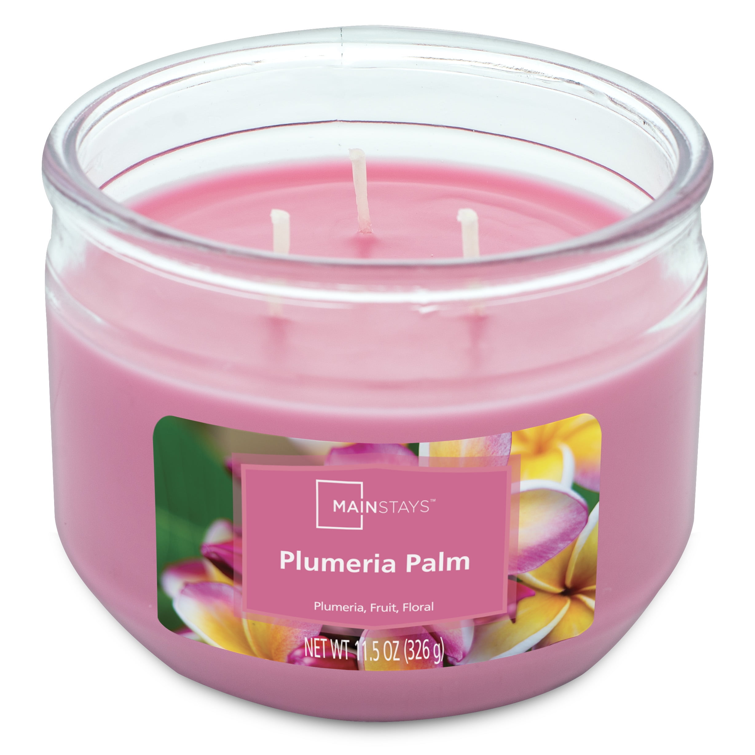 Mainstays Plumeria and Palm Three-Wick Candle, 11.5 oz