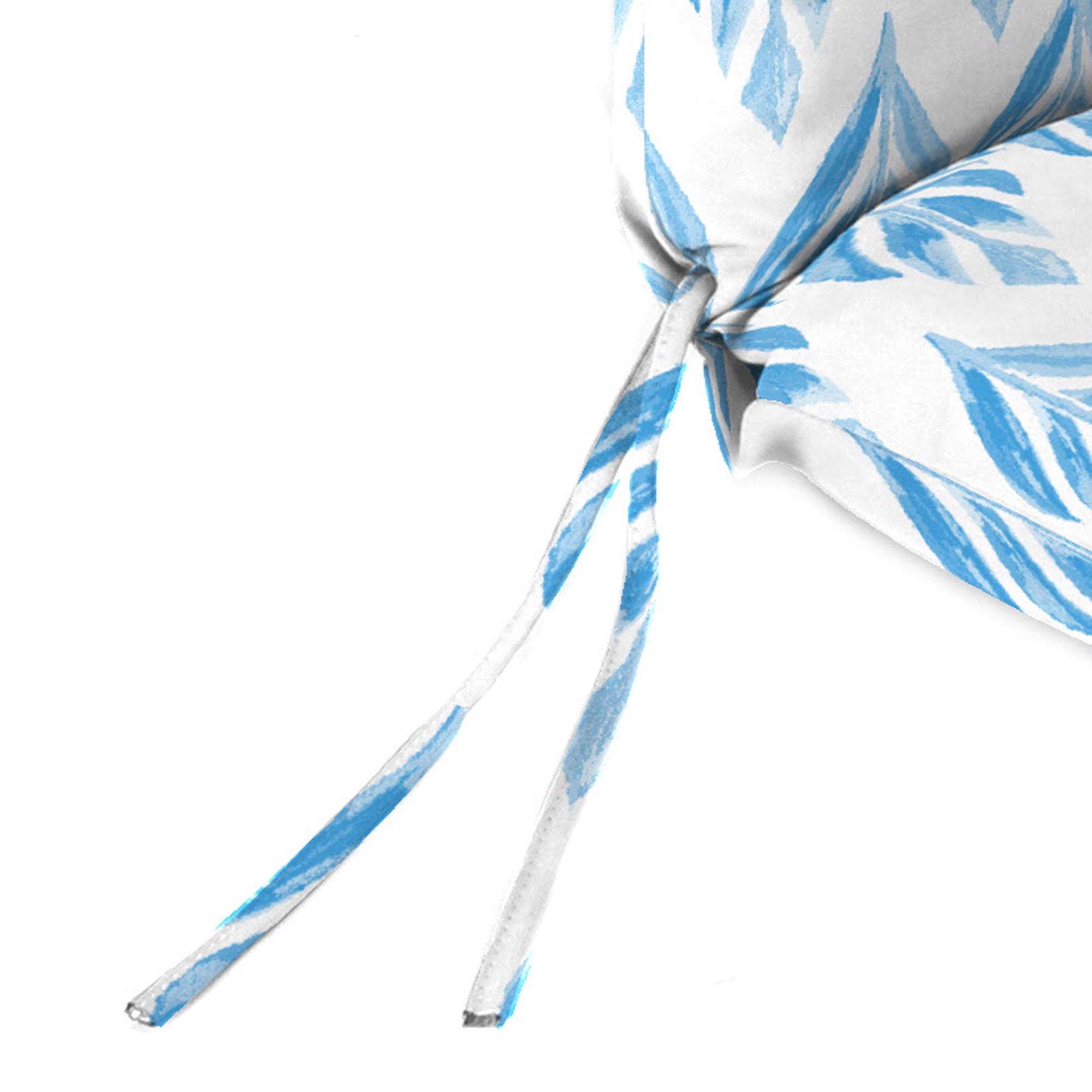 Jordan Manufacturing 44" x 22" Marvel Azure Blue Leaves Rectangular Outdoor Chair Cushion with Ties and Hanger Loop