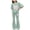 Green-w, variant on Girls Two Piece Activewear Set Short Sleeve Heart Bow Print Top Flared Pants Casual Track Suit for Kids Tween Sizes 8-12