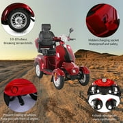 FYC Electric Mobility Scooters for Seniors Adults Heavy Duty 600W Powered 4-Wheel 3-Speed 400lbs Capacity Scooter with Adjustable Seat Rear Lockbox for Travel