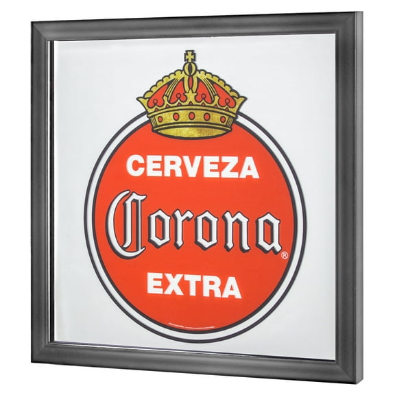 American Art Decor Officially Licensed Vintage Corona Extra Screen Printed Framed Accent Mirror for Man Cave, Bar, Garage 13" x 13"