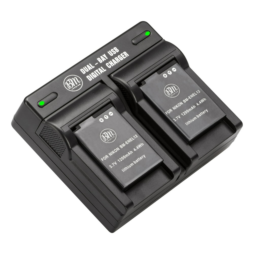 BM Premium 2 Pack of ENEL12 Batteries and Dual Battery Charger for