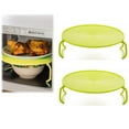 thumbnail image 2 of Hezzwei Rack Clearance! 2 Pack Microwave Folding Tray Microwave Stacker Cooker 2 Tier Microwave Plate Stacker Microwave Heating Layered Tray With Foldable Handles For Bowls Water Cups, 2 of 7