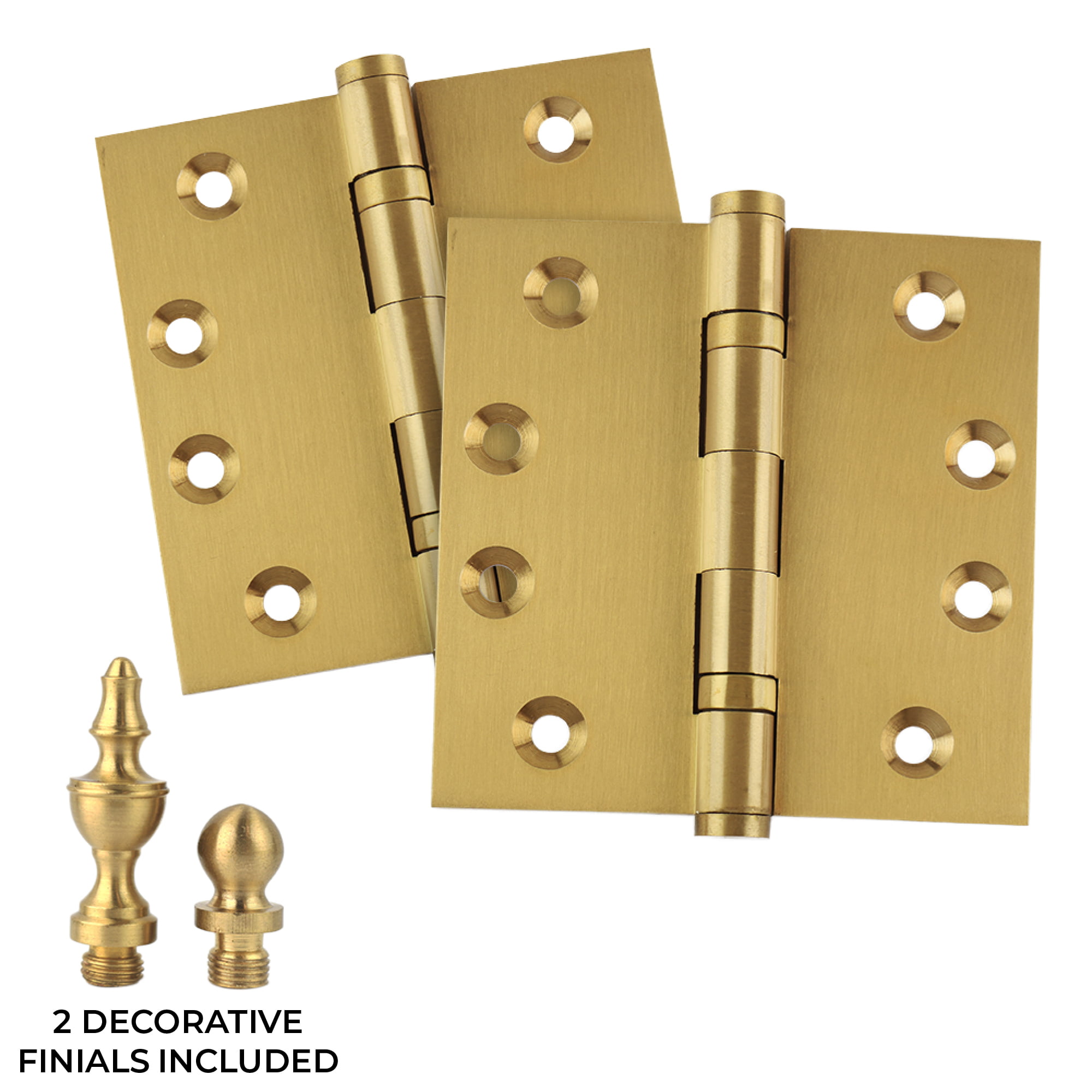Ball/Urn/Button Tips Included US15 Set of 2 Hinges Door Hinges 4 x 4 Extruded Solid Brass Ball Bearing Brass Hinge Heavy Duty Satin Nickel Architectural Grade Stainless Steel Removable Pin 