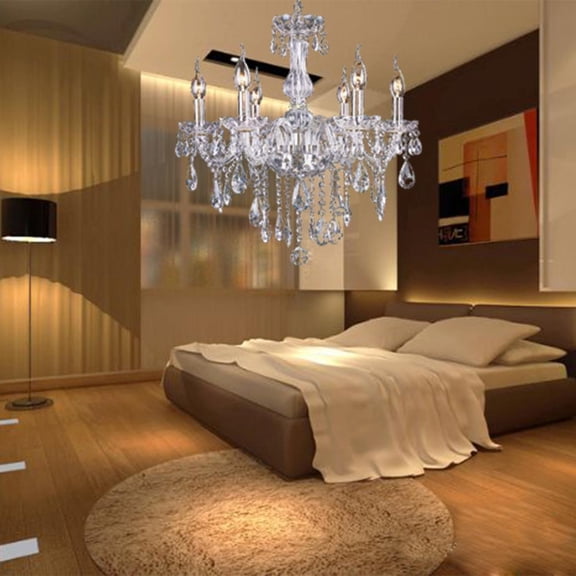 6 Lights Ceiling Chain Candle Chandelier Crystal Lamp Fixture Pendant BETT