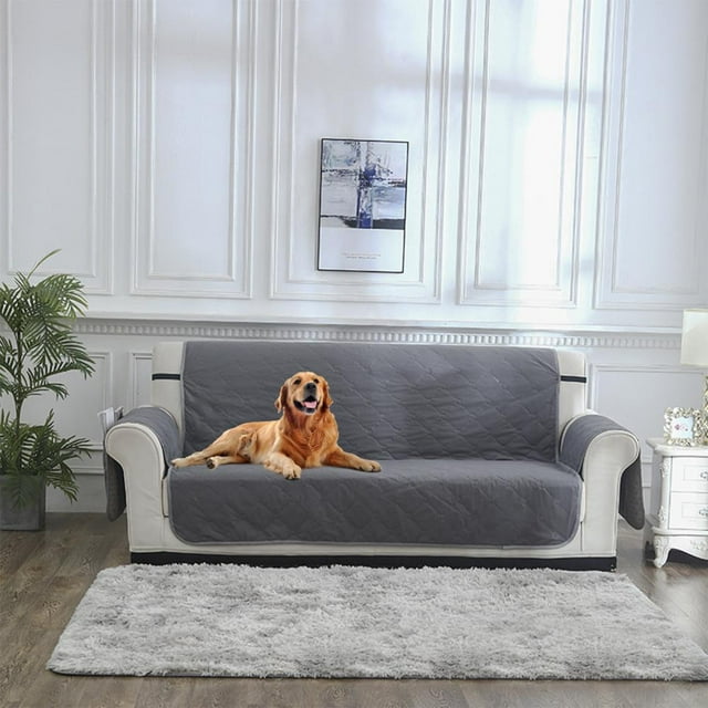 Feltree Housse de Canapé Réversible pour Coussin Housse de Canapé Sofa pour Chiens Protège-Meubles Résistant à l'Eau avec Bâtons en Mousse Sangles Élastiques pour Animaux Chats