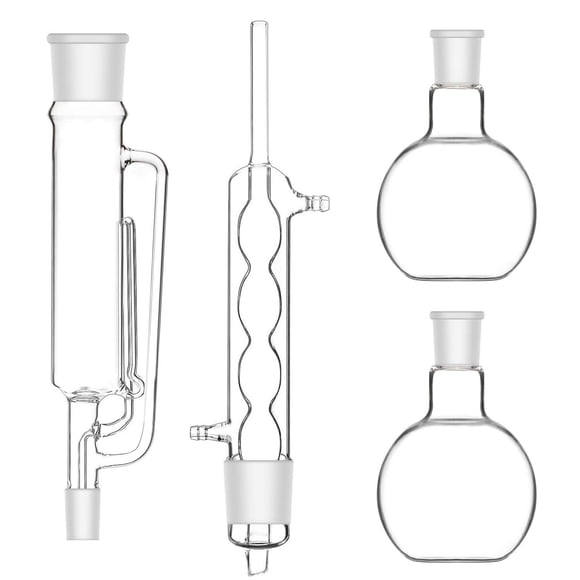 Stonylab Aparato de extracción tipo Soxhlet de 500 ml Extractor Soxhlet de vidrio de borosilicato 24/29 con condensador Allihn y 2 matraces de fondo plano de 500 ml Unidad completa