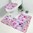 thumbnail image 2 of Pink Butterfly Flower Pattern Bathroom Rugs Sets 3 Piece,Toilet Cover Set,Absorbent Non Slip Bathroom Mats Sets with U-Shaped Contour Rug Toilet Rug Set, 2 of 5