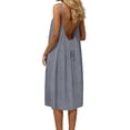 thumbnail image 2 of QUNYINEY Solid Sun Dresses Women Vacation Sleeveless Midi Summer House Dresses Crew Neck Loose Fit Beach Casual Backless Dresses, 2 of 7