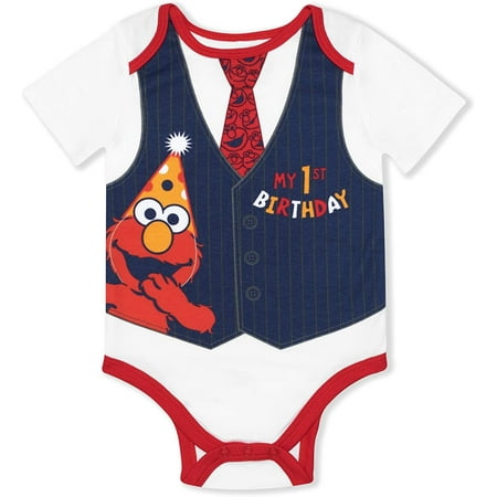 Sesame Street Elmo or Cookie Monster 1st Birthday Outfit, Cute Birthday Infant Baby Boy Onesies