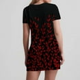 thumbnail image 5 of Uaswgudfs ​Women's Short Sleeve V-Neck Midi Dress​ - Chic A-Line Summer Casual Style with Botanical Leaf Motif & Decorative Pockets Red M, 5 of 7